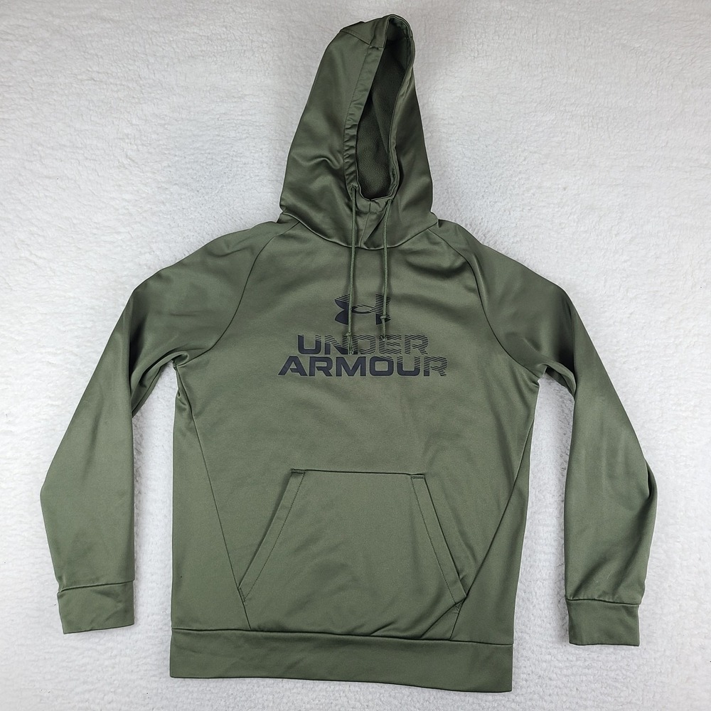 Under Armour Hoodie Mens Small Sage‎ Green Loose Spell Out Sweater Activewear
